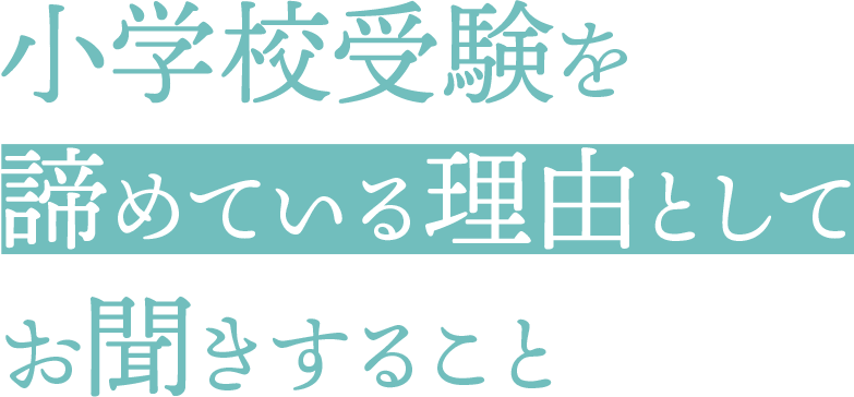 小学校受験を諦めている理由としてお聞きすること
