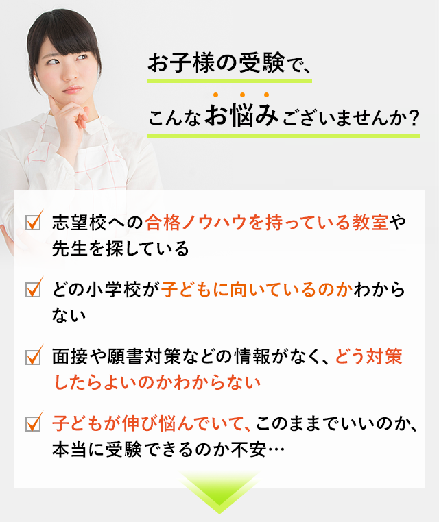 お子様の受験で、こんなお悩みございませんか？