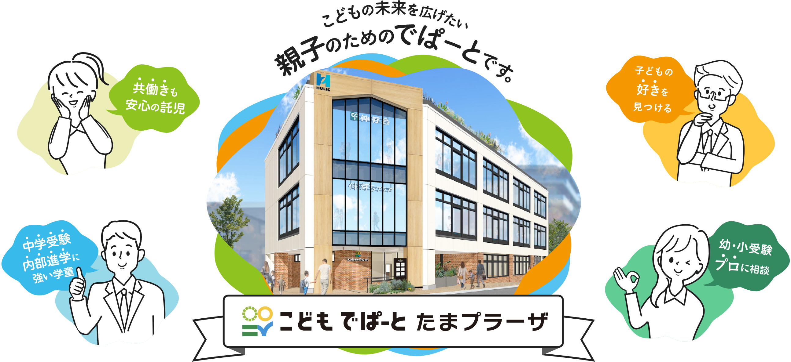 こどもでぱーとたまプラーザ。子供の未来を広げたい、親子のためのデパートです。共働きも安心の託児。中受対策に特化した学童も。子供の好きを見つける。幼・小受験プロに相談。