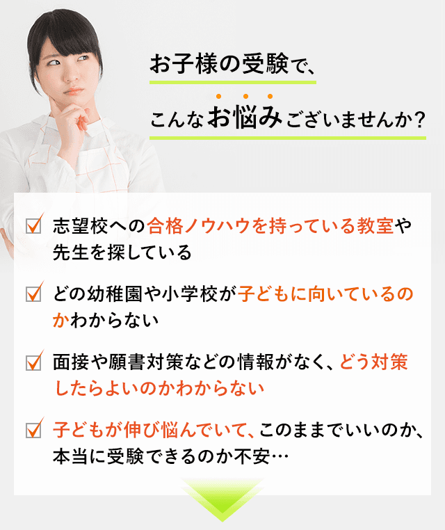 お子様の受験で、こんなお悩みございませんか？