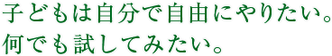 子どもは自由にやりたい。何でも試してみたい。